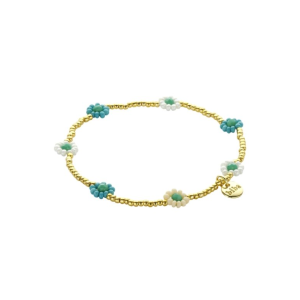 54966mix07 Armband Flowers Turqoise.Beige 54966mix07 Armband Flowers Turqoise.Beige